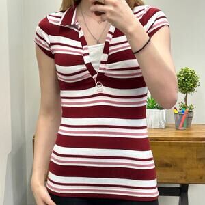 Vintage Y2K Short Sleeve Striped Top Medium